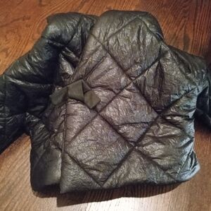 Quilted Black Jacket with Bow Detail